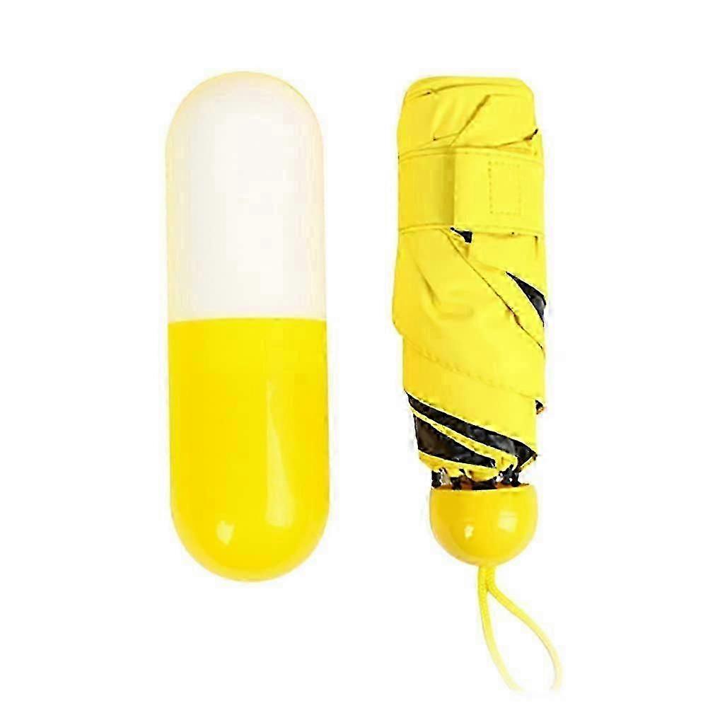 Compact Windproof Travel Umbrella - 6-Rib Frame with Capsule Case