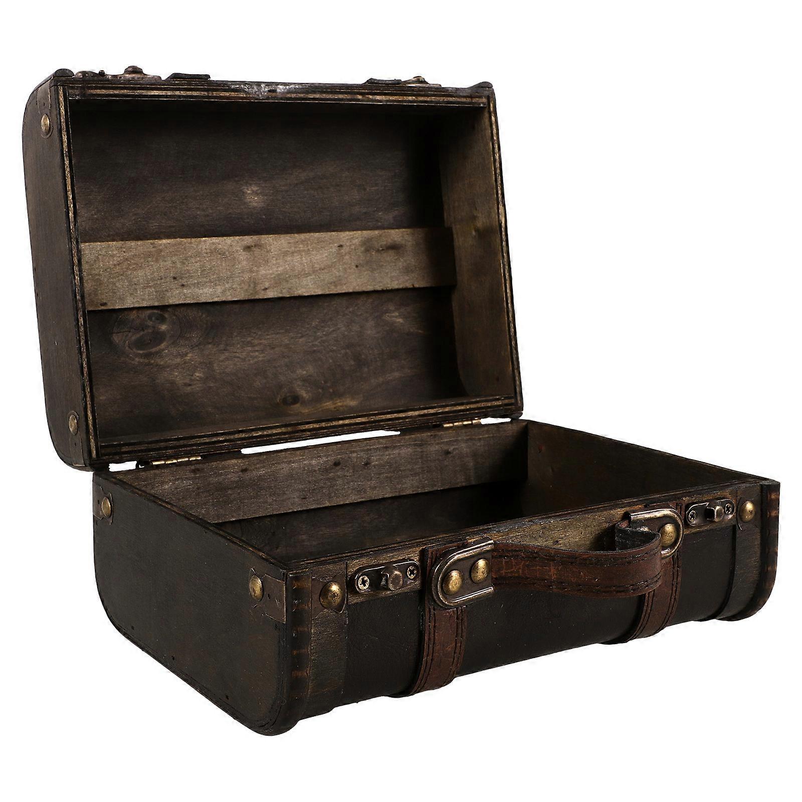 صندوق تخزين زخرفي تصميم عتيق للاستخدام اليومي 23.50X17.50X12.00CM قهوة 1 عبوة