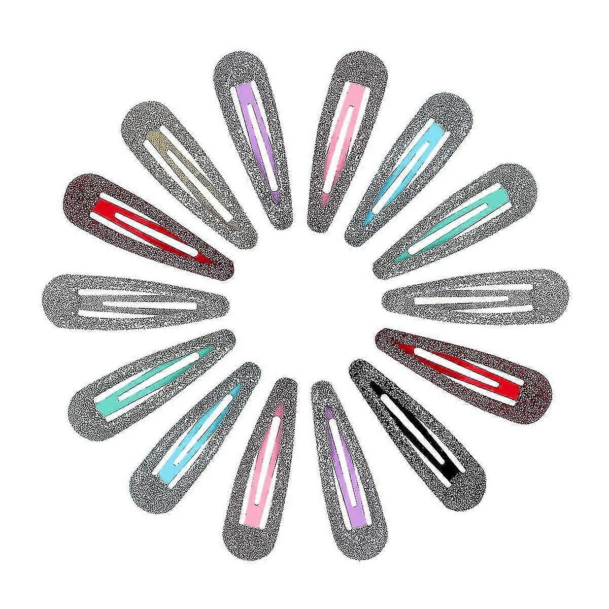 50pcs Clips para el cabello con brillo Snap Elegantes Barrettes coloridos