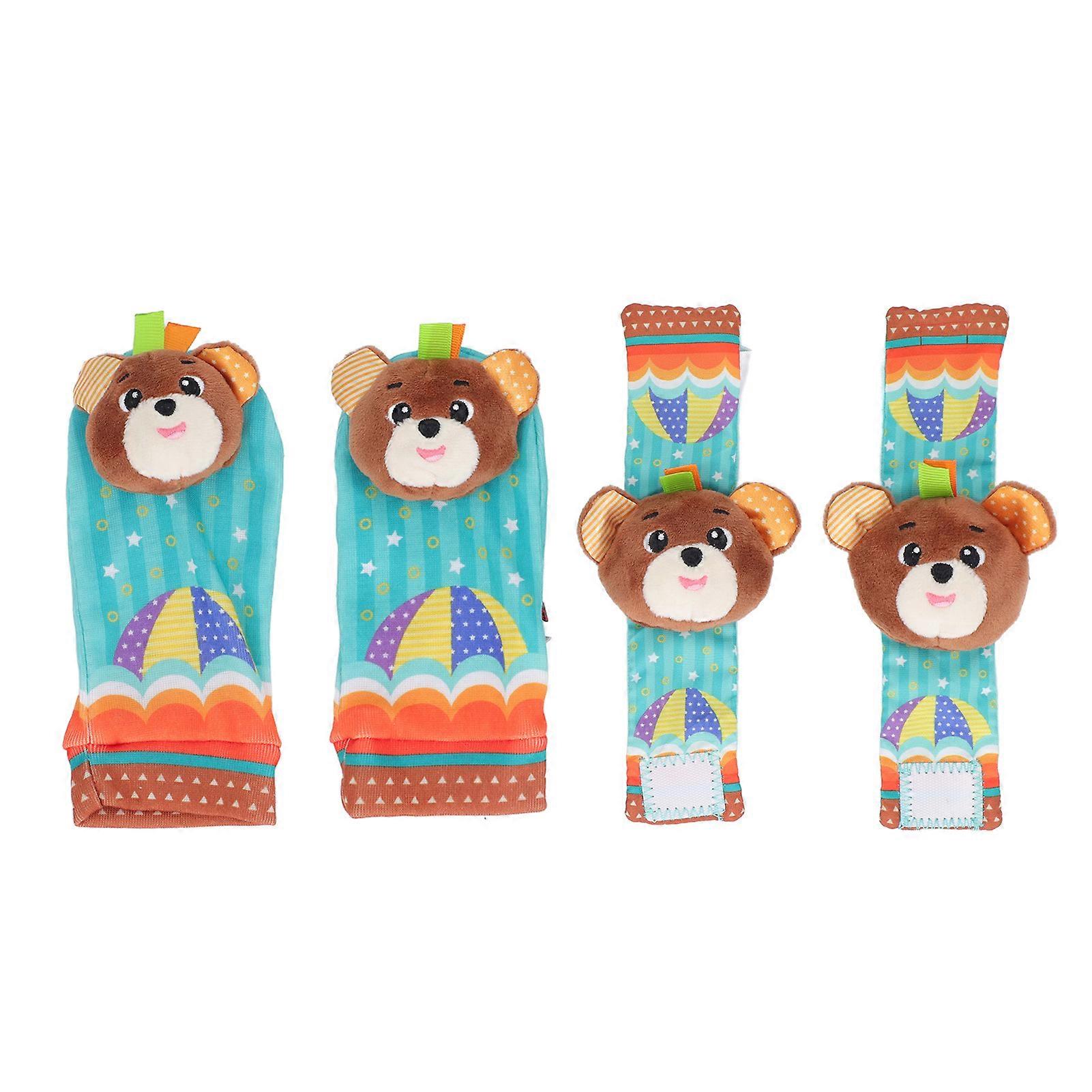 Baby Wrist Rattles Toy Colorful Pattern Soft Early Educational Rattles Foot Finder Socks Set Type 5