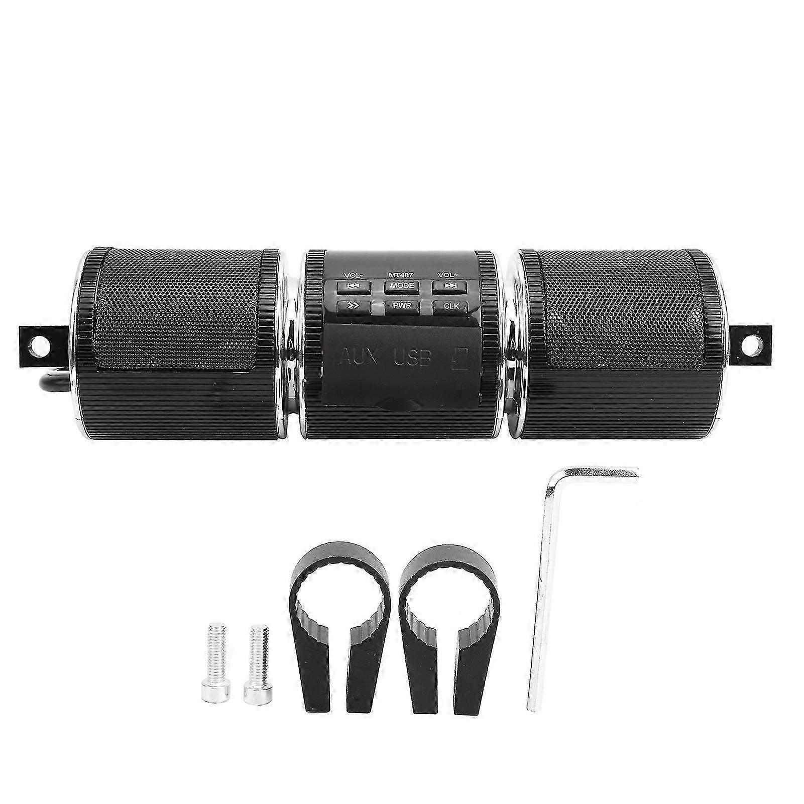 Motorcycle Stereo Speaker Bluetooth MP3 Audio Handlebar Player Waterproof High Sound QualityBlack