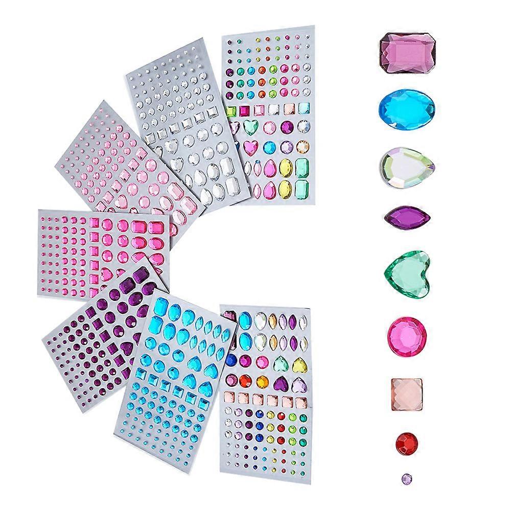 Rhinestones Gems For Craft 7Pcs Acrylic Jewelry Accessories For Children's Party Pretend Play Assorted Color Sparkle