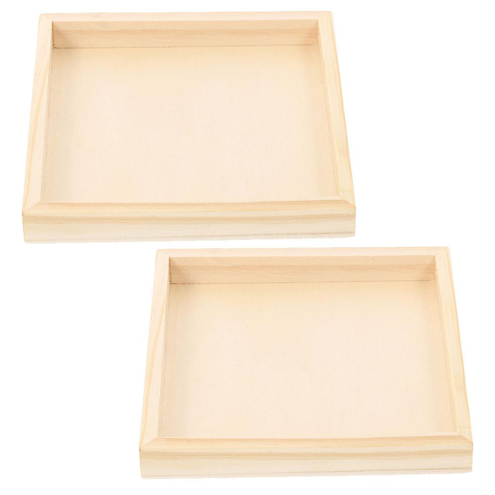 2pcs Wooden Nested Blocks Trays Square Puzzle Toy Storage Trays