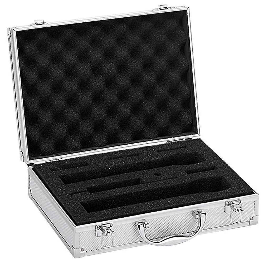 Microphone Case with Handle Protection from Scratch Stylish Design for Travel 33x23cm Silver 1Pcs
