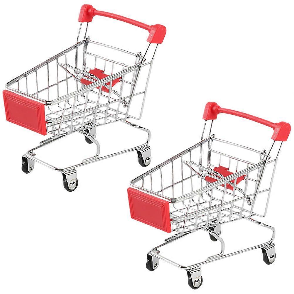 2pcs Mini Shopping Cart Trolley for Pretend Play, Compact Simulation Basket for Playtime Storage Fun