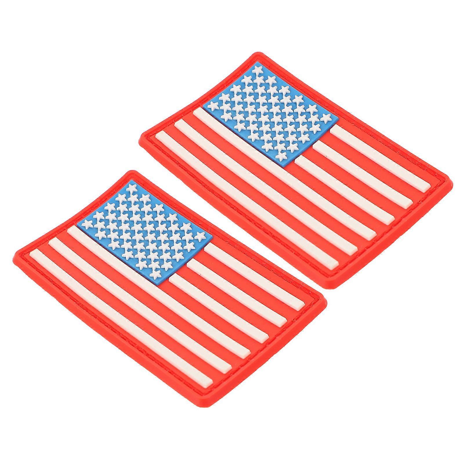 American Flag Patch for Decoration Clothing Repair Material PVC Red 2Pcs