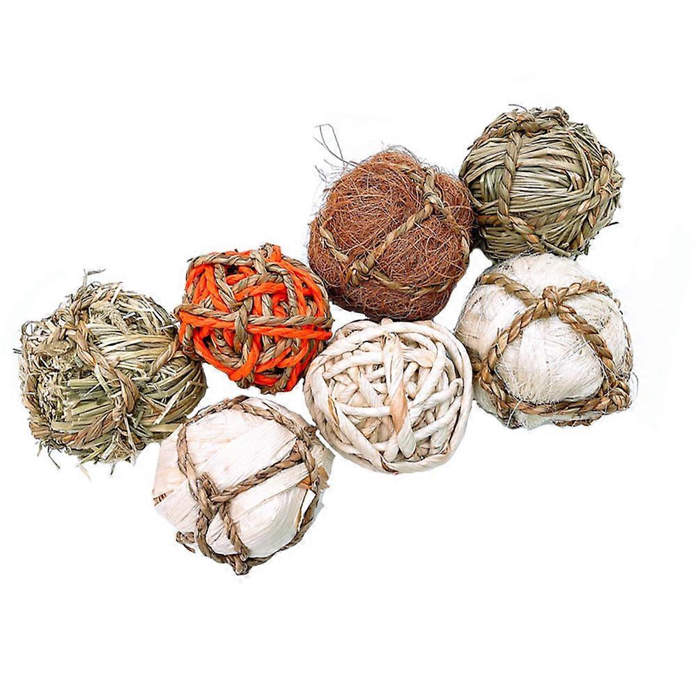 Assorted Color Rabbit Chewing Toy 7Pcs For Parrot Owners Interactive Game Natural Material Anxiety Reduction
