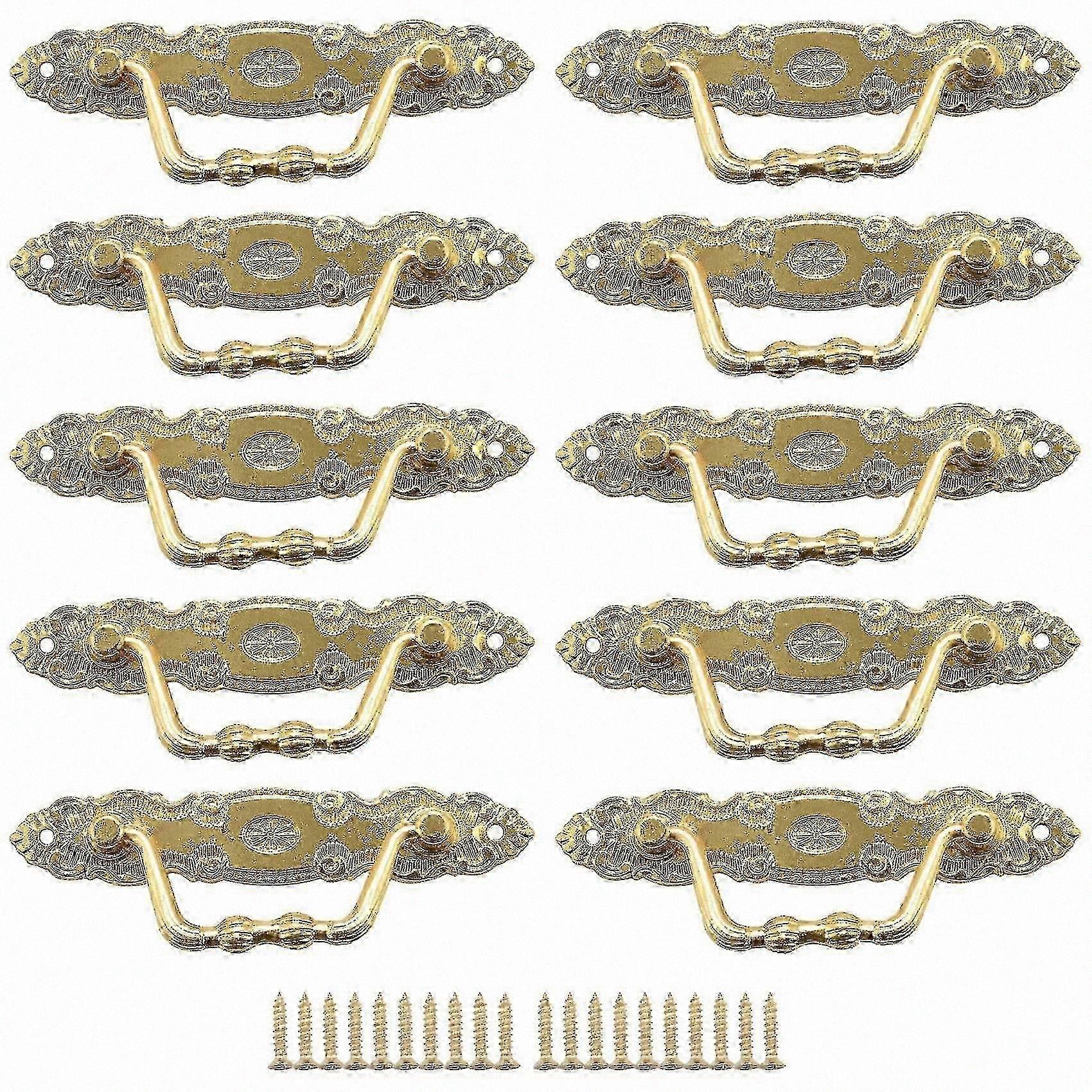 ل 10 قطع العتيقة الذهبية مقبض سبائك درج مقابض الباب - الخزائن والسحب مقابض للأثاث