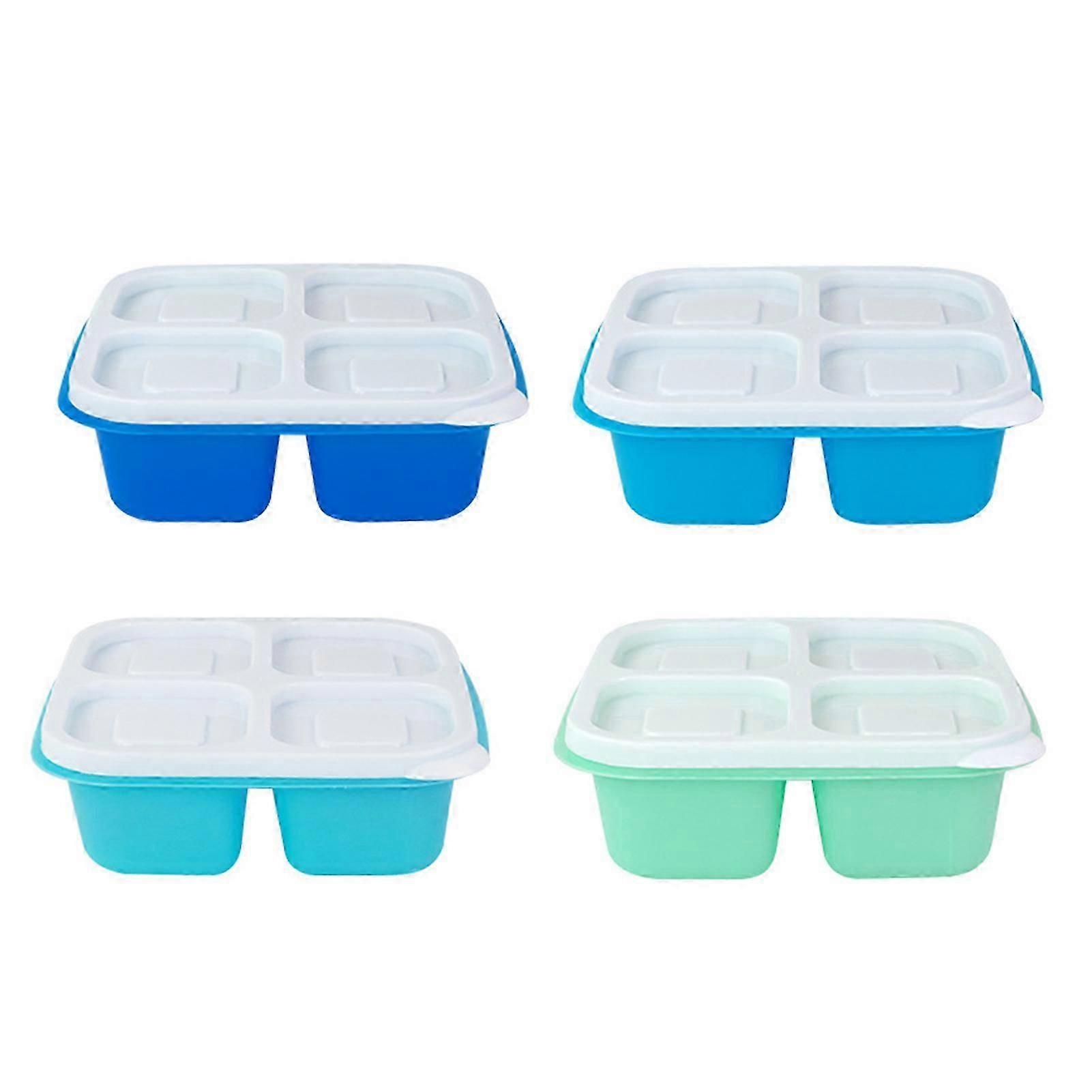 4 Pcs Lunch Box Stackable Bento Snack Containers with Leakproof Reusable Divided Food Boxes for School Work Travel Jikaix