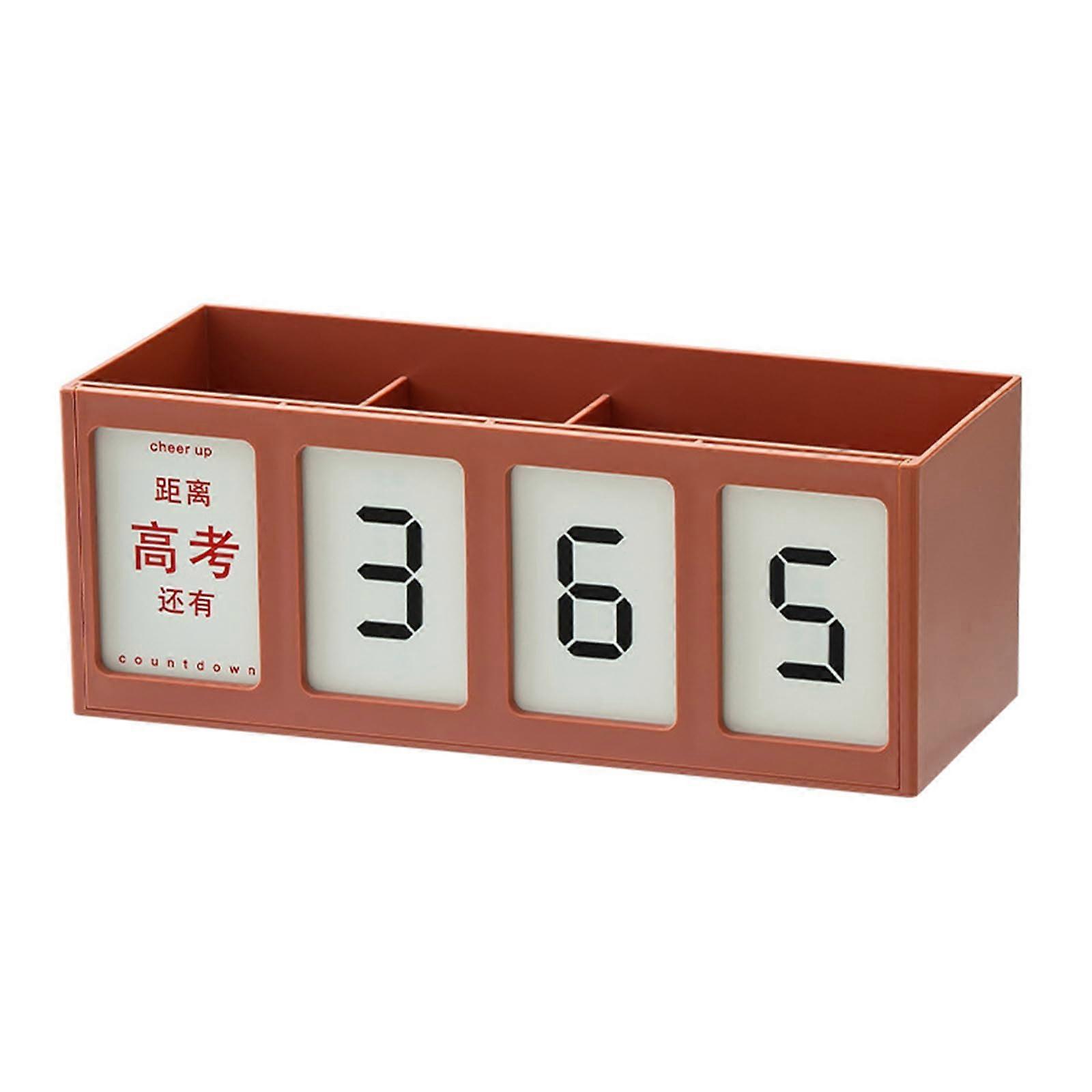 Pen Holder Pencil Storage Organizers With Calendar Desk Organizers Large Capacity Red