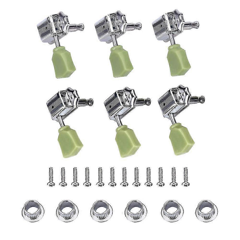 3R 3L Machine Heads String Tuning Key Pegs Tuners for Folk & Electric Guitars - Silver Guitar Tuning Gear Replacement Parts