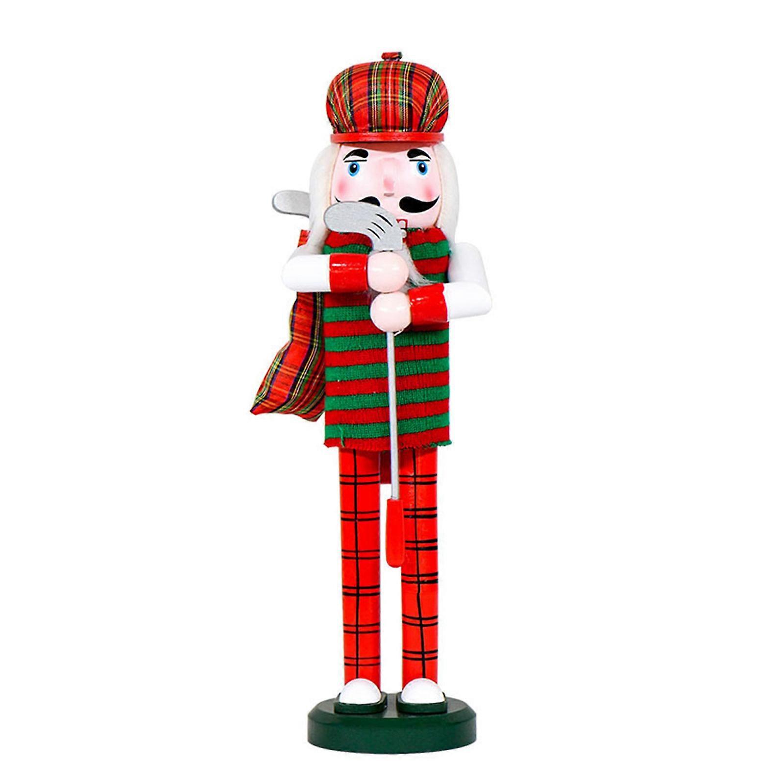 Traditional Red and Green Striped Golf Player Nutcrackers Festives Holiday Decors For Tabletop Mantels Shelf Display Multicolor
