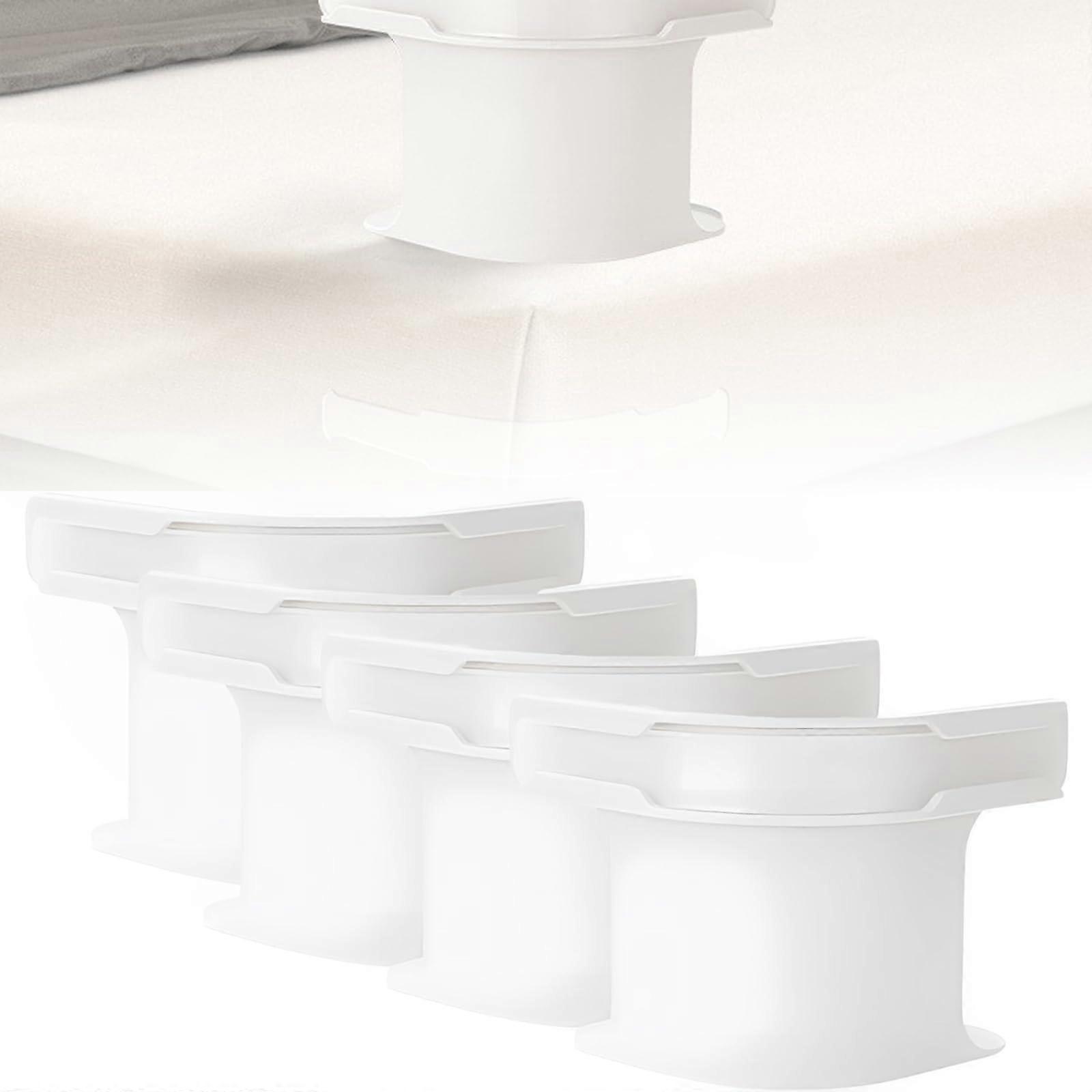 4 Pcs Bed Sheet Holder with Lock Strips White Adjustable Elastic Sheet Grippers for Bedding Flat Sheet Deep Pocket Bed Linen Home Laundry Travel