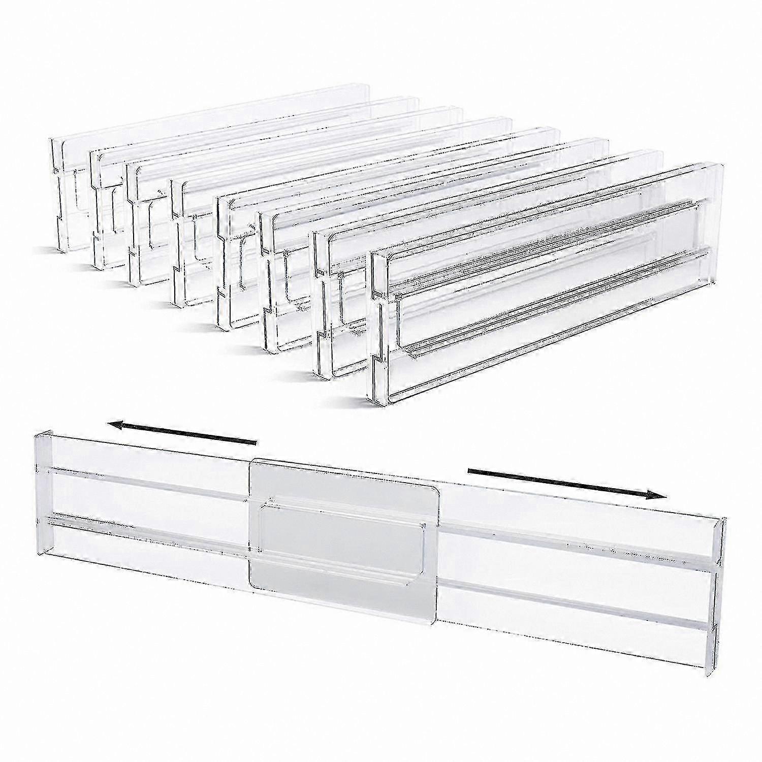 8-Pack Clear Plastic Drawer Dividers, Adjustable Organizer for Storage Solutions