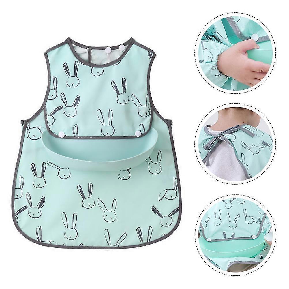Baby Smock Waterproof Long Sleeve Feeding Bib for Infant Feeding Tpu Fabric Quick Drying 1 Set