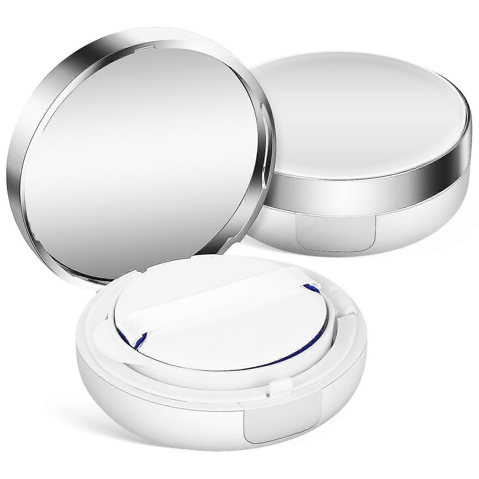 Travel Loose Powder Container Square Small Empty Makeup Puff Boxes White Plastic Portable Storage 2Pcs