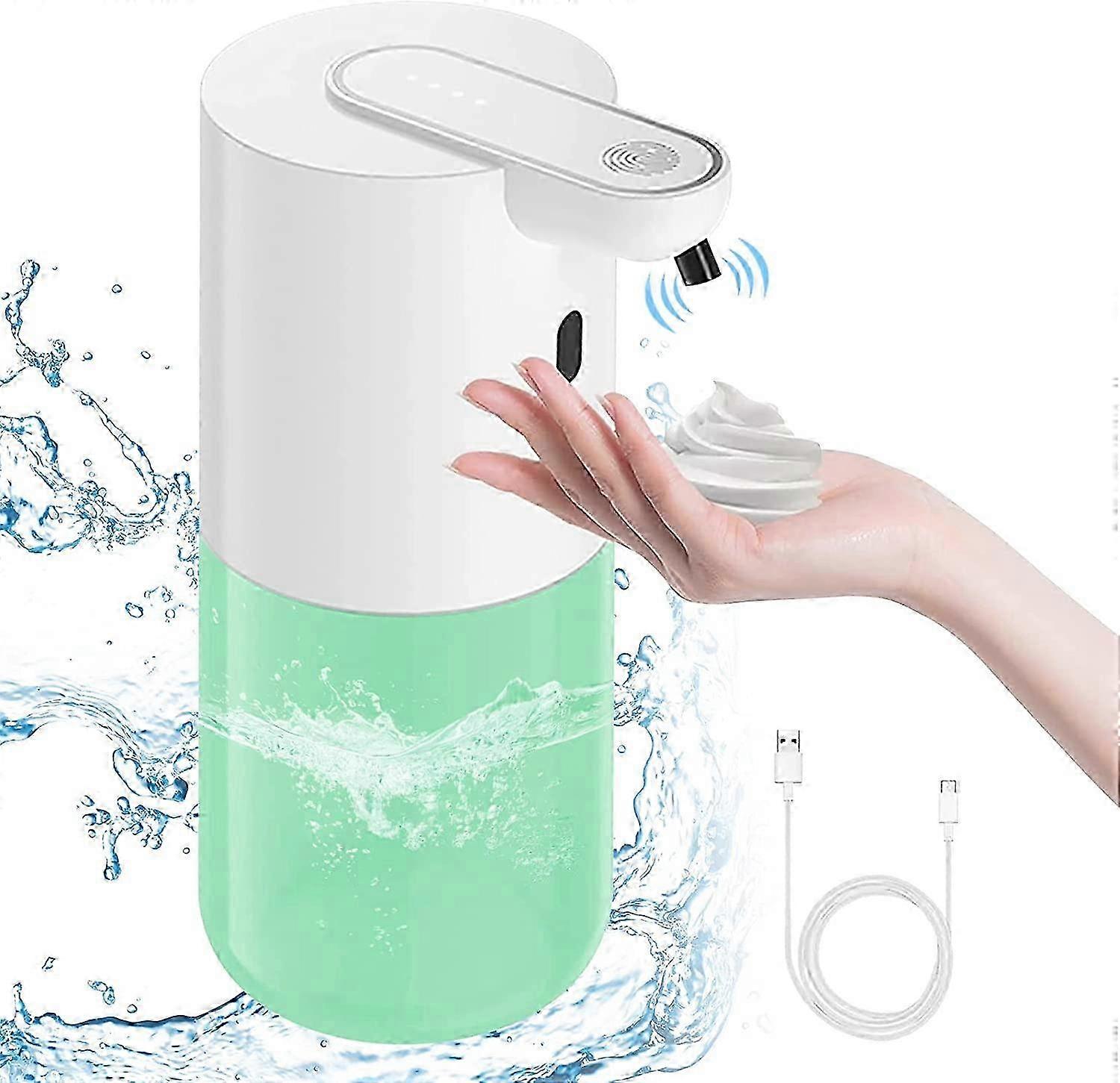 Automatic Soap Dispenser, USB Rechargeable, 400ml, 4 Level Control Foam Soap Dispenser, Wall/Stand Soap Dispenser for Kitchen, Bathroom