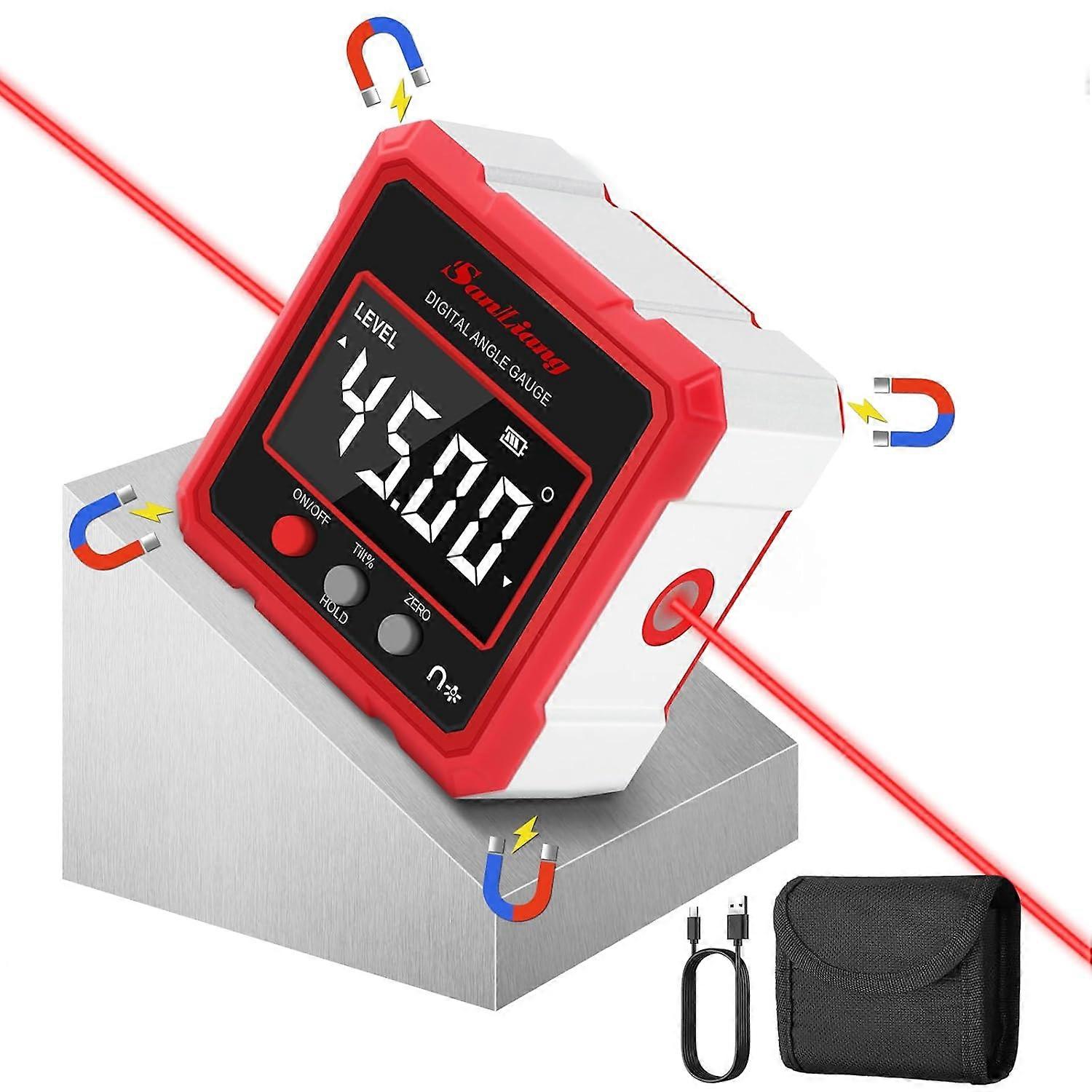 2025 Latest Model Digital Angle Finder Tool with Electronic Laser,Rechargeable Digital Angle Gauge Digital Level Protractor Inclinometer