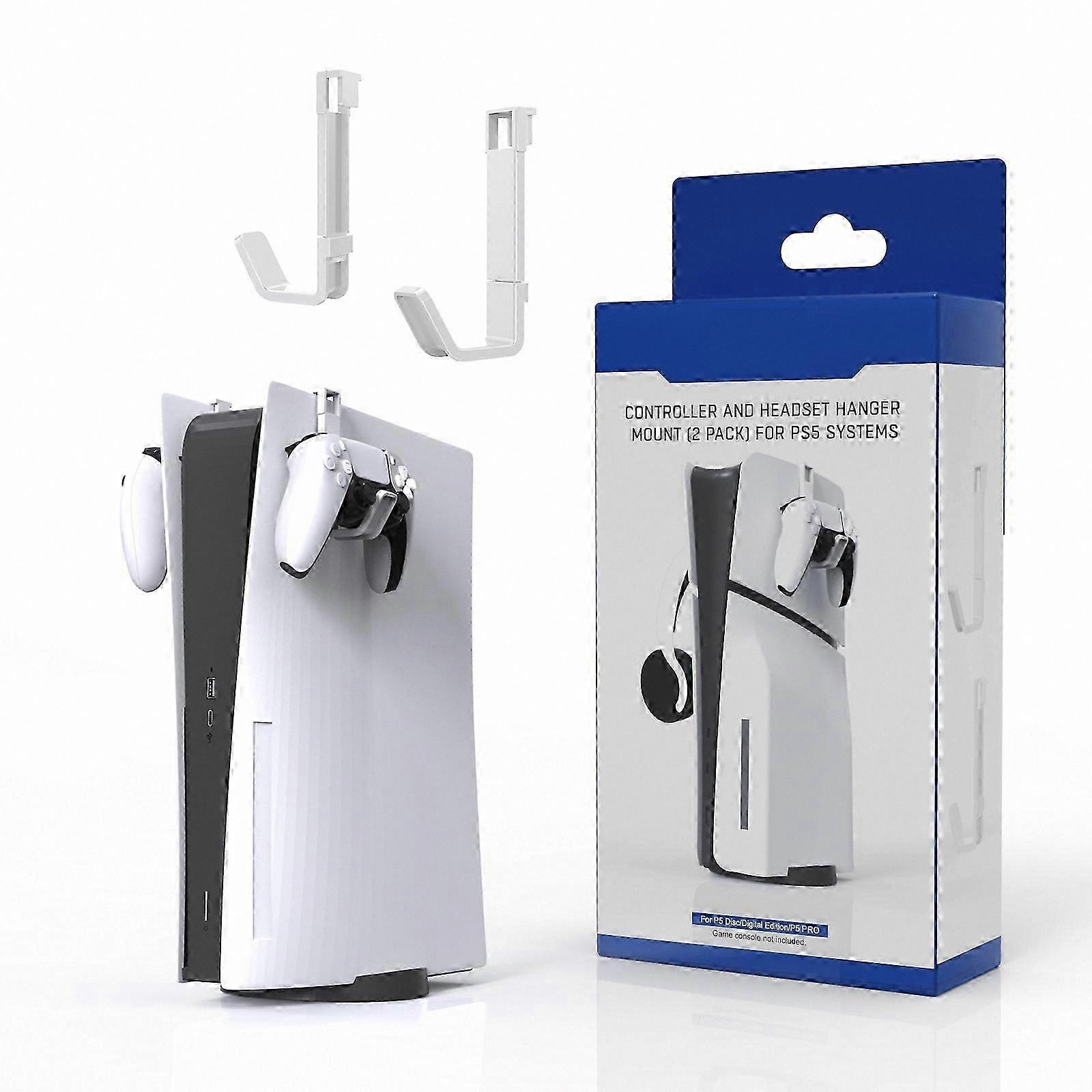 2-Pack Adjustable Headset Holder for Gaming Consoles, Wall Mount Hook for Headphones and Controllers