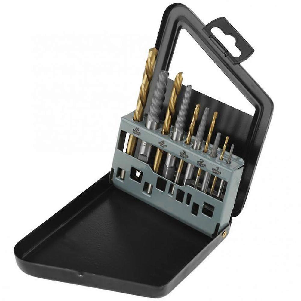 10Pcs Screw Extractor and Left Hand Cobalt Drill Bits Set Bolt Remover Easy Out Kit