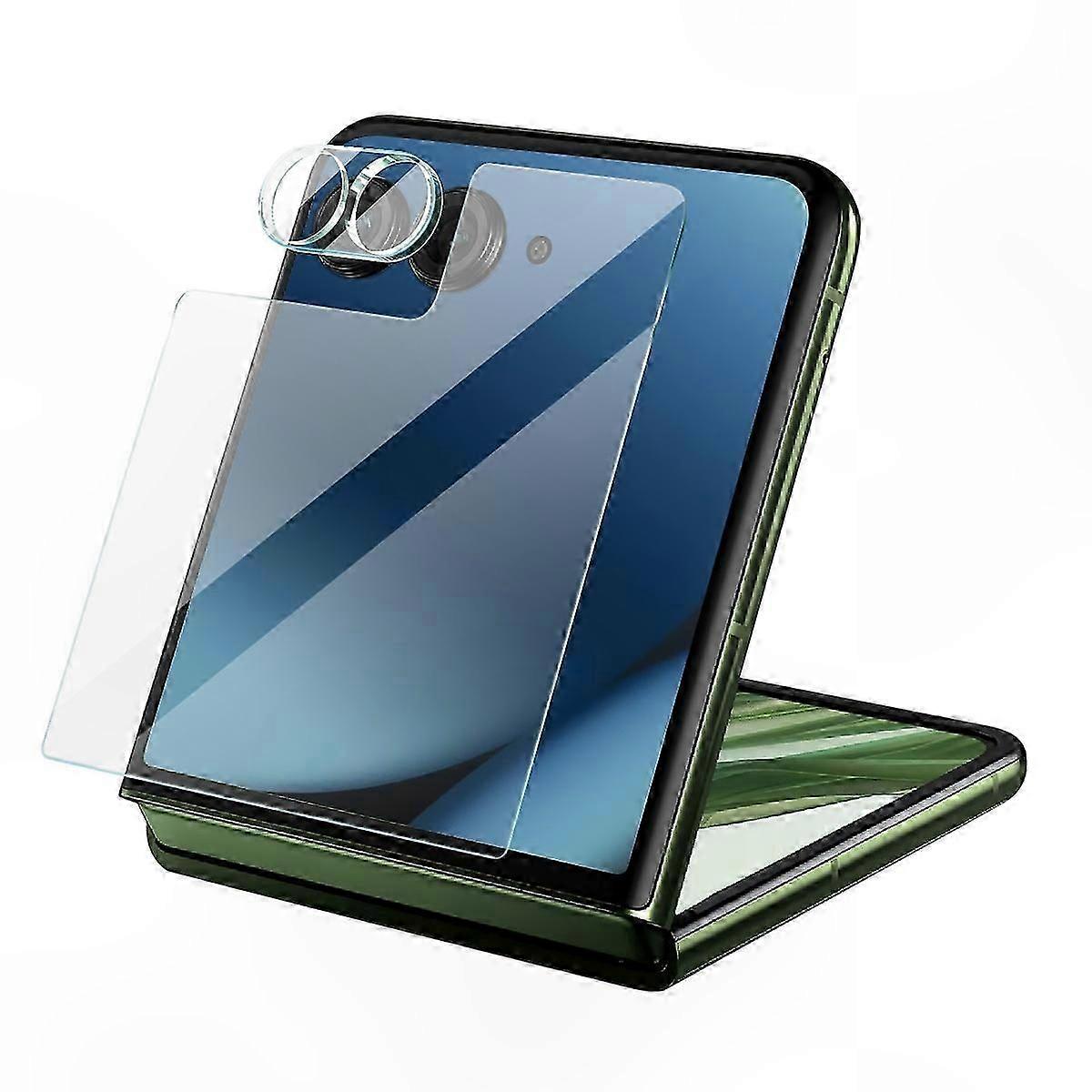 Camera Lens Protector with Acrylic Cap and Rear Screen Film for Motorola Razr 50 Ultra 5G and Razr 2024 5G Models