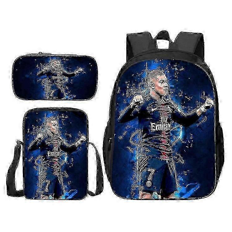 Stylish Mbapp Print Backpack for Students - Complete with Lunch Box...