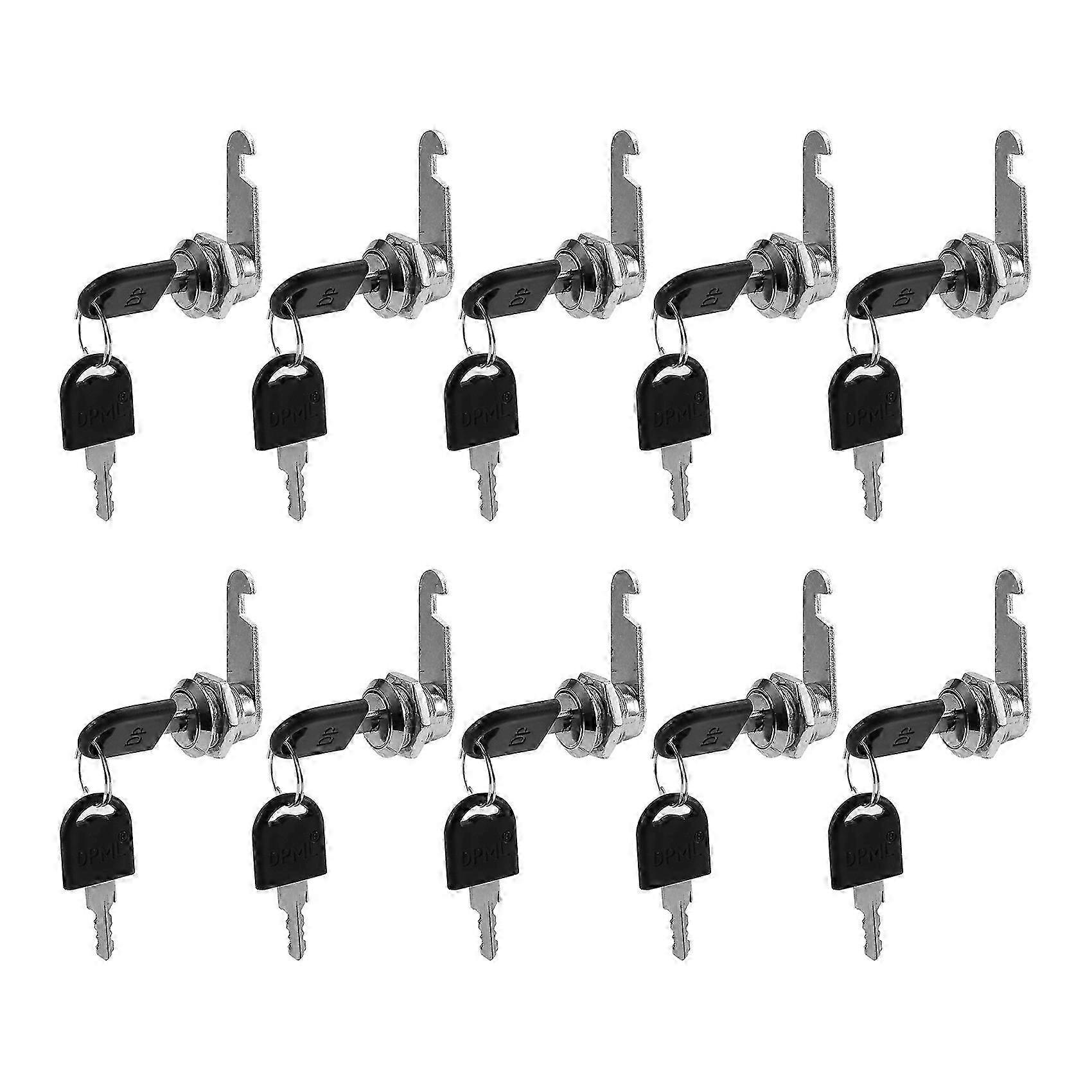 10-Pack Security Locks with Metal Cylinder Keys for Cabinets, Lockers, Mailboxes, and Drawers