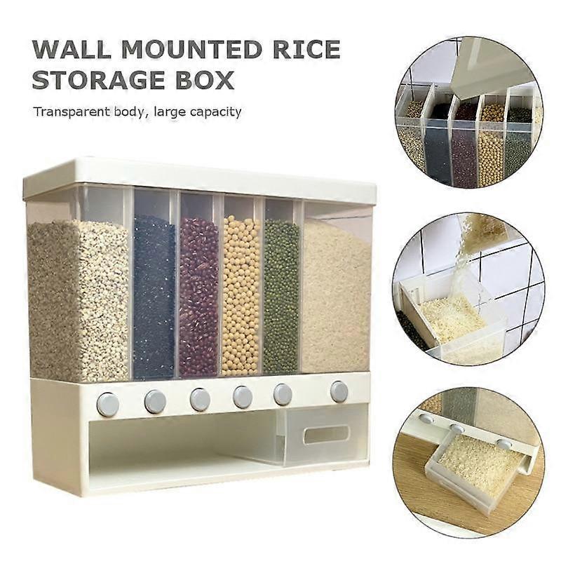 Wall Mounted Dry Rice Food Container Grain Automatic Dispenser Kitchen Items|Bottles,Jars & Boxes