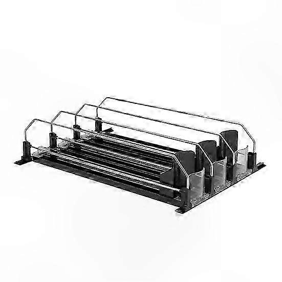 Adjustable Fridge Drink Organizer with Dual Beverage Holder and Automatic Pusher for Soda Cans