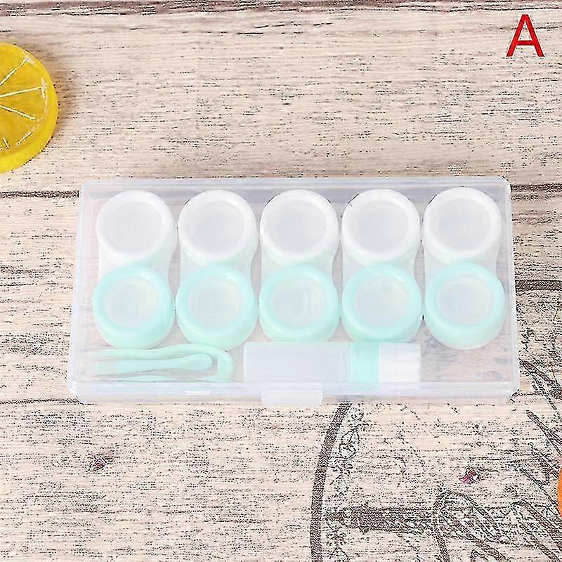 5 Pairs Contact Lens Case Cosmetic Contact Storage Box With Bottle And Tweezers
