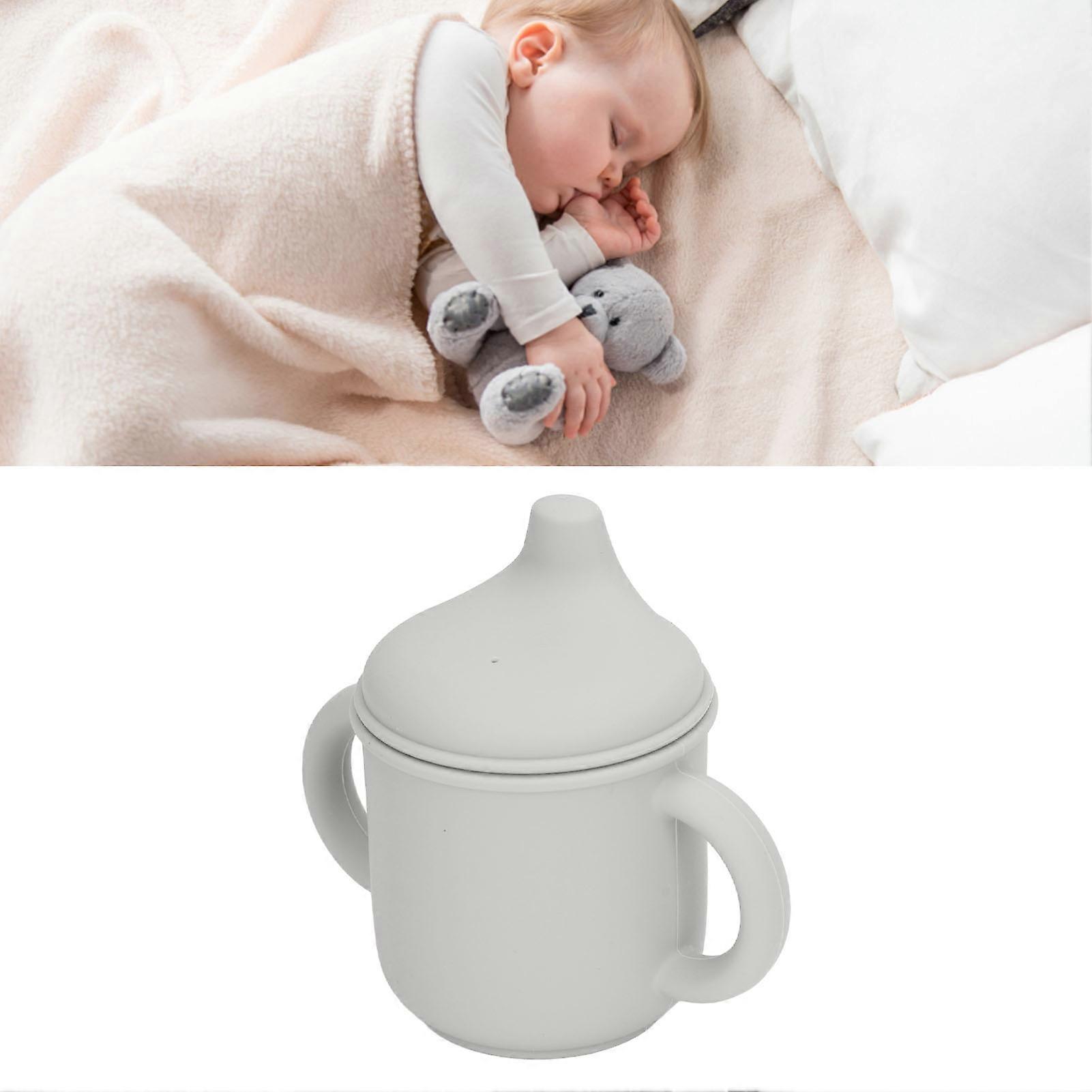 Silicone Spill Proof Training Cup with Handles & Spout Lid Grey