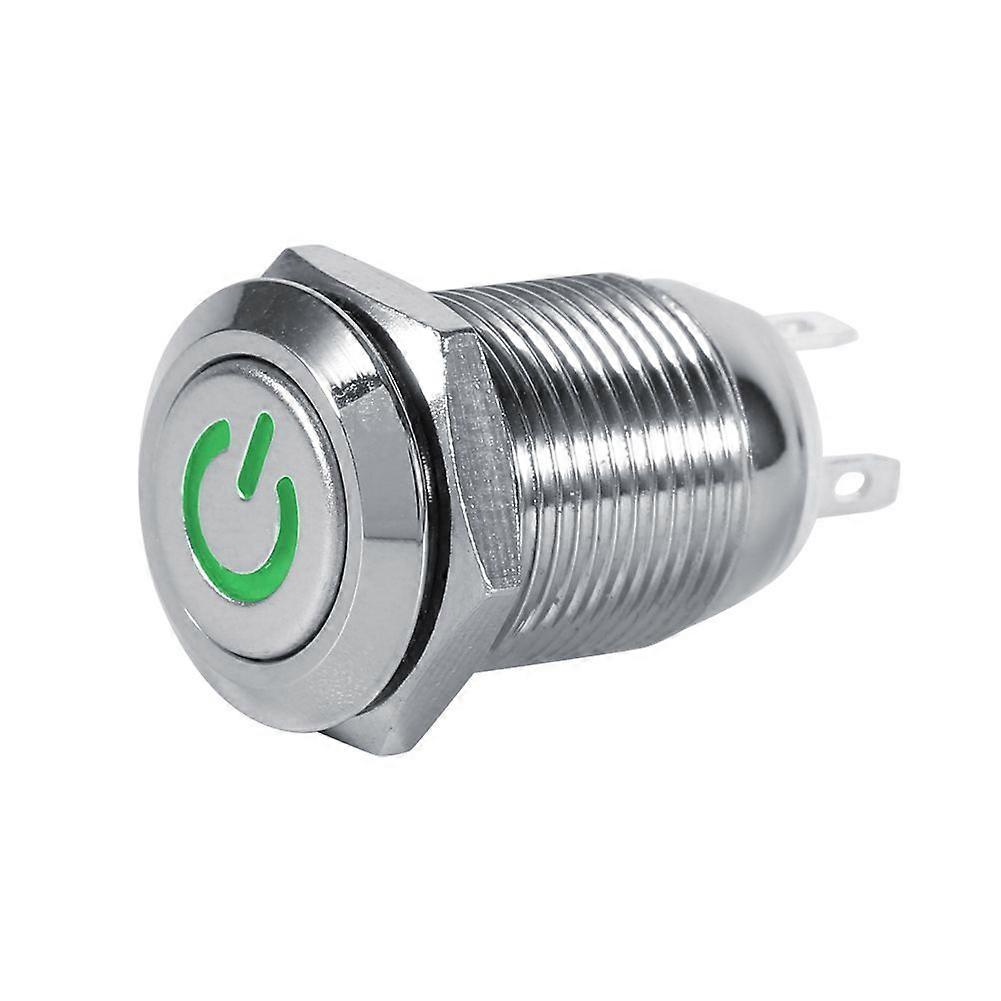 12mm Power Push Button Switch Waterproof Momentary Type Green LED 3V