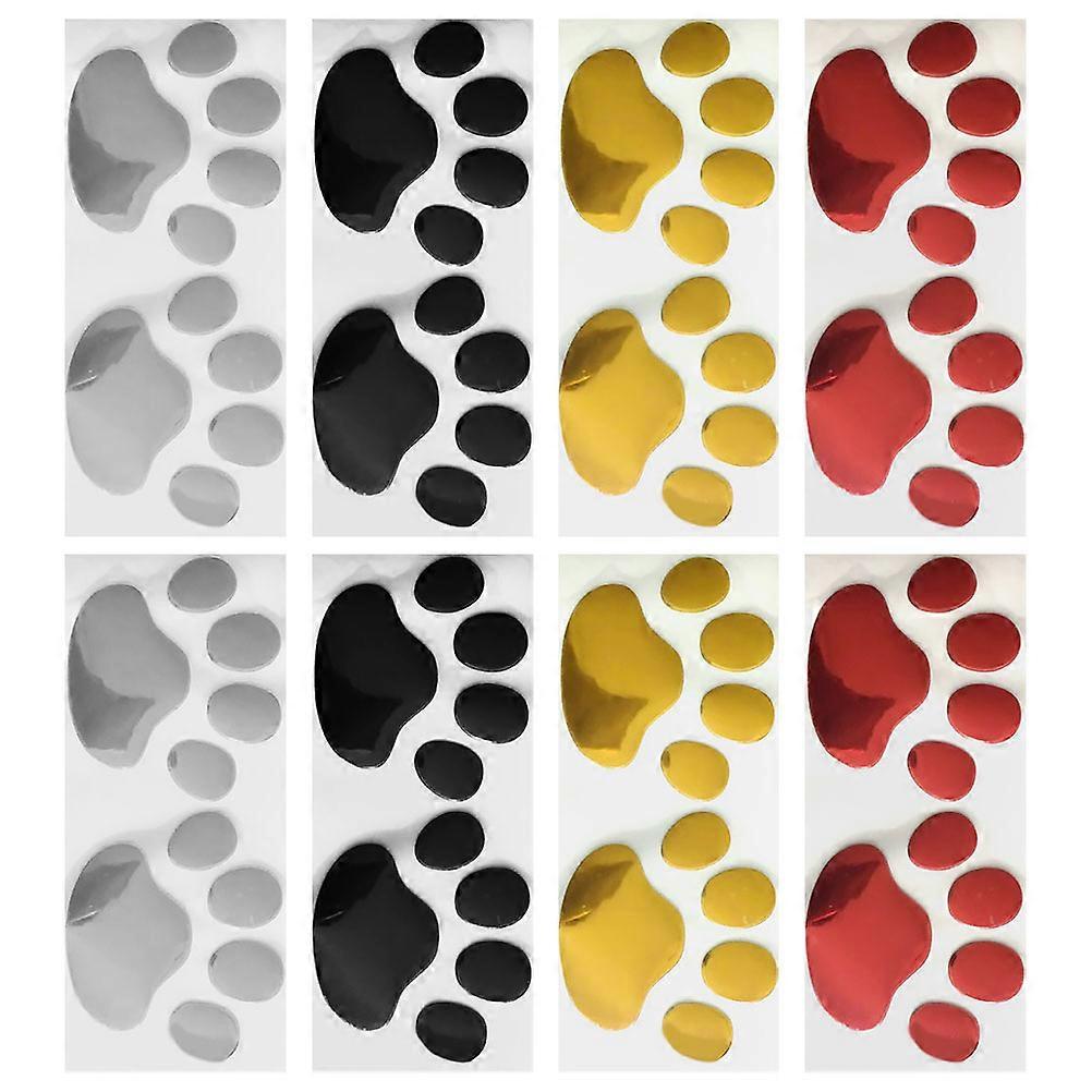 Dog Paw Car Sticker Adhesive Decal Surface Protection For Vehicles Cute Paw Print Decoration Black 8 Pairs