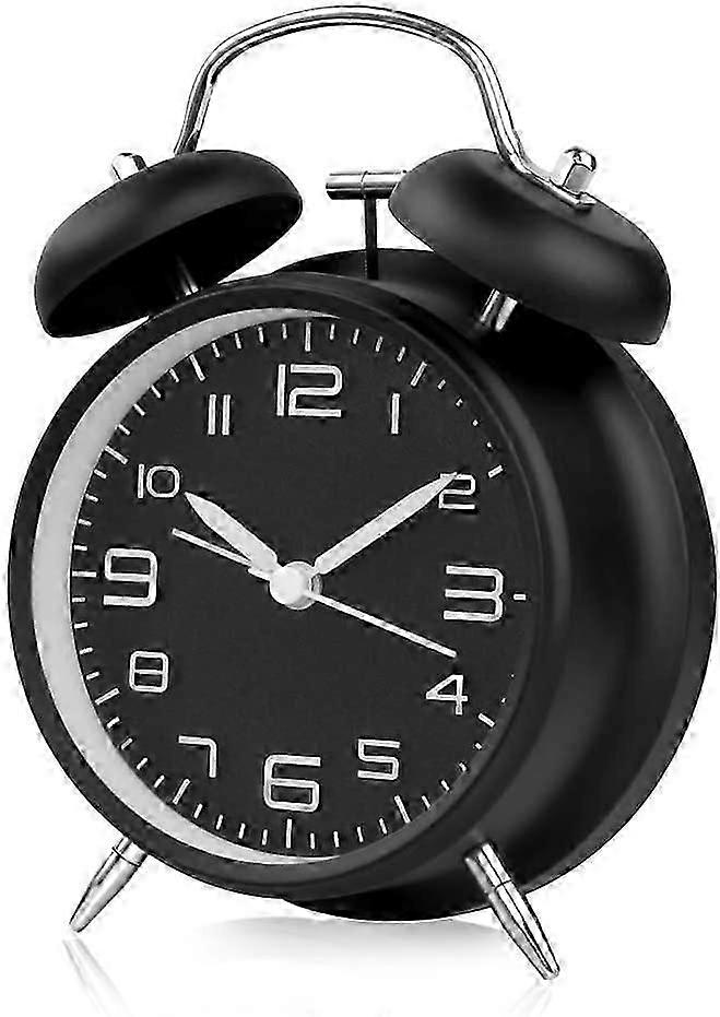 Double Bell Alarm Clock Analogue Quartz Alarm Clock with Night Light | Loud alarm | No ticking