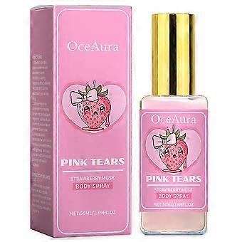 Pink Tears Strawberry Musk Body Mist, Sweet Refreshing Strawberry Body Milk Mist Spray, Long-Lasting Fragrance