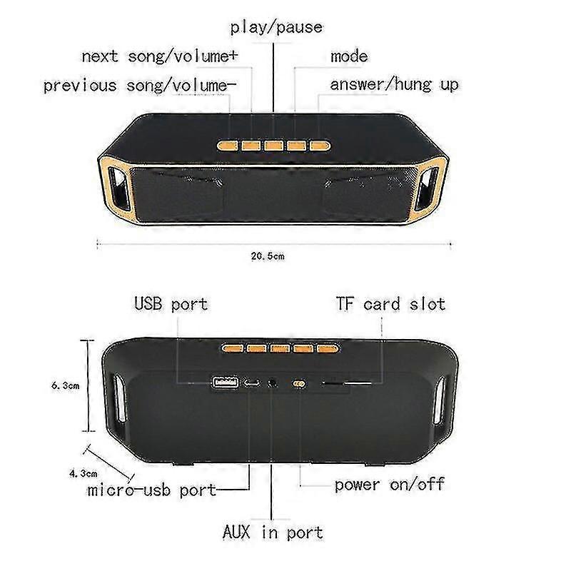 Boombox Langaton Ulko-Bluetooth-kaiutin, kahden kaiuttimen kannettava minikaiutin, tukikortti Playbac