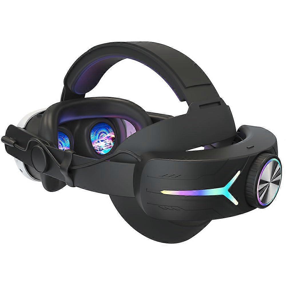 RGB Alternative Head Strap for Quest 3 Black, Adjustable Replacement Elite Strap With 8000mAh Battery Rechargeable