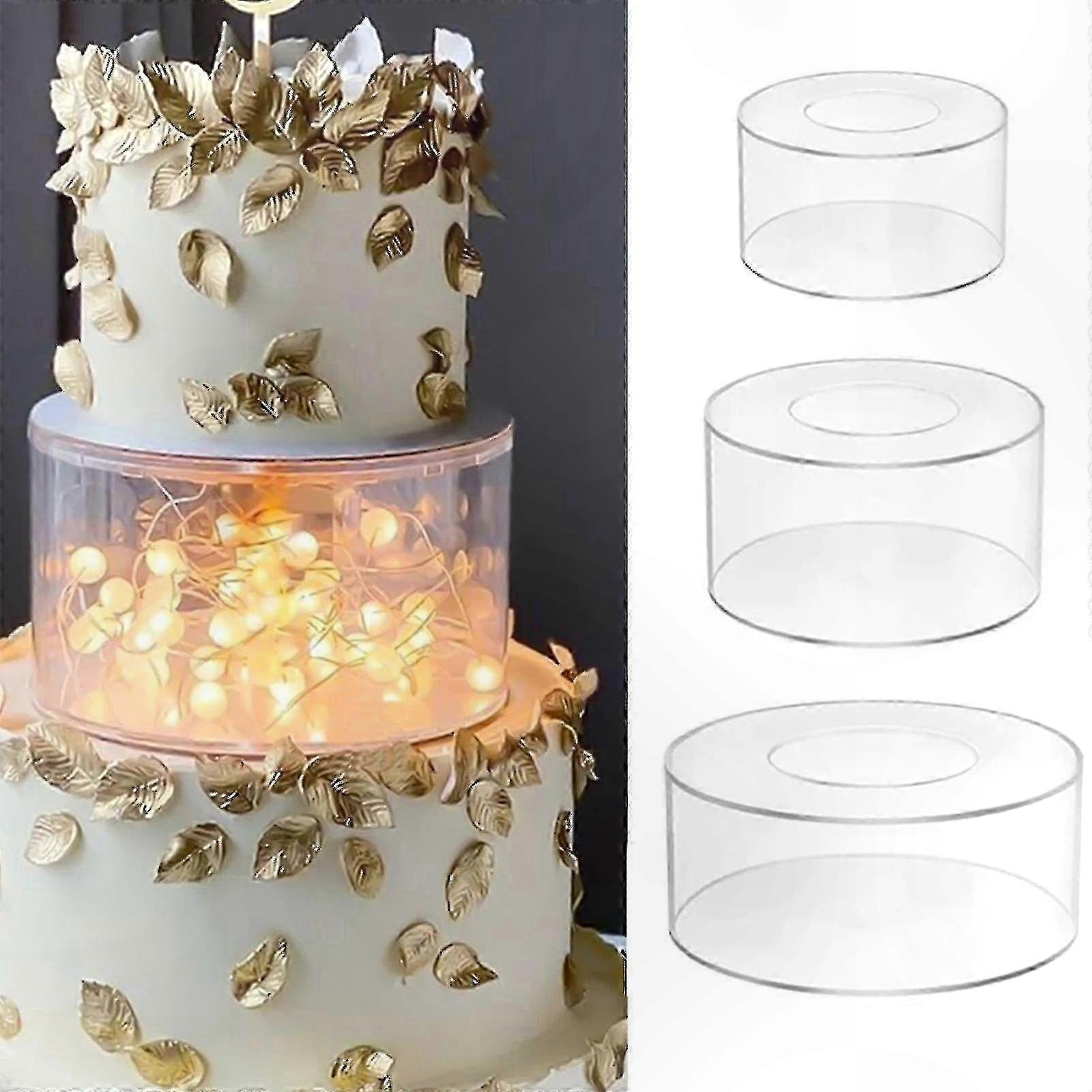 Clear Acrylic Cake Stand with Edge Smoothing Tool for Baking and Event Decoration