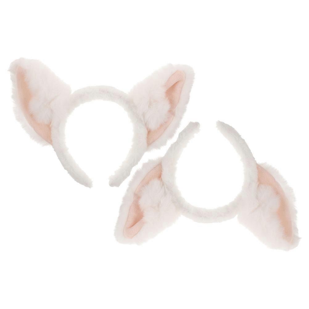 Fox Costume Ears Headband for Adults 8Pcs White Plush Halloween Party Accessory