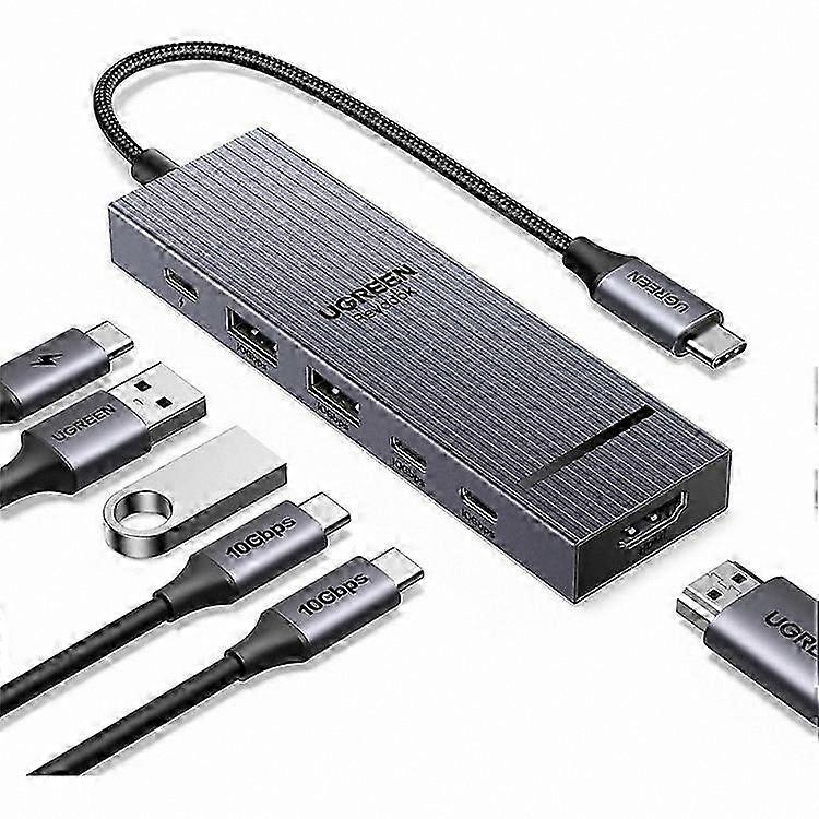 6-in-1 USB-C Hub Adapter with 10Gbps Speed, 4K 60Hz HDMI, and 100W Power Delivery Support
