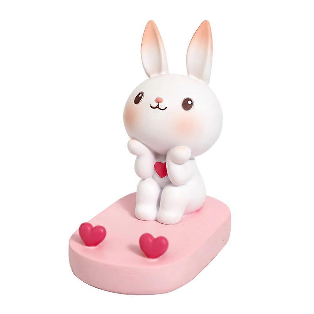 Cute Rabbit Phone Stand Stable Resin Design Suitable For Youth Women In Sofa Area 1Pack