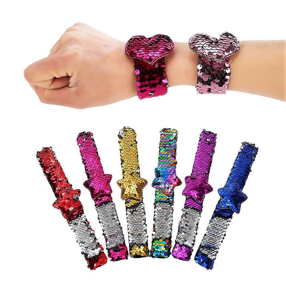16Pcs Heart Shape Sequins Jewelry Random Style Wearable As Wrist Band For Concerts And Sporting Events