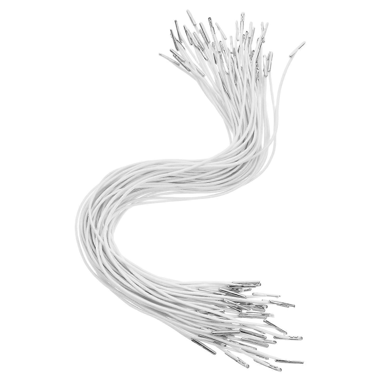 Stretchable White Barbed Cord 150Pcs For Craft Projects And Menu Binding With Metal Hooks Perfect For Hoodies Party Hats And Masks