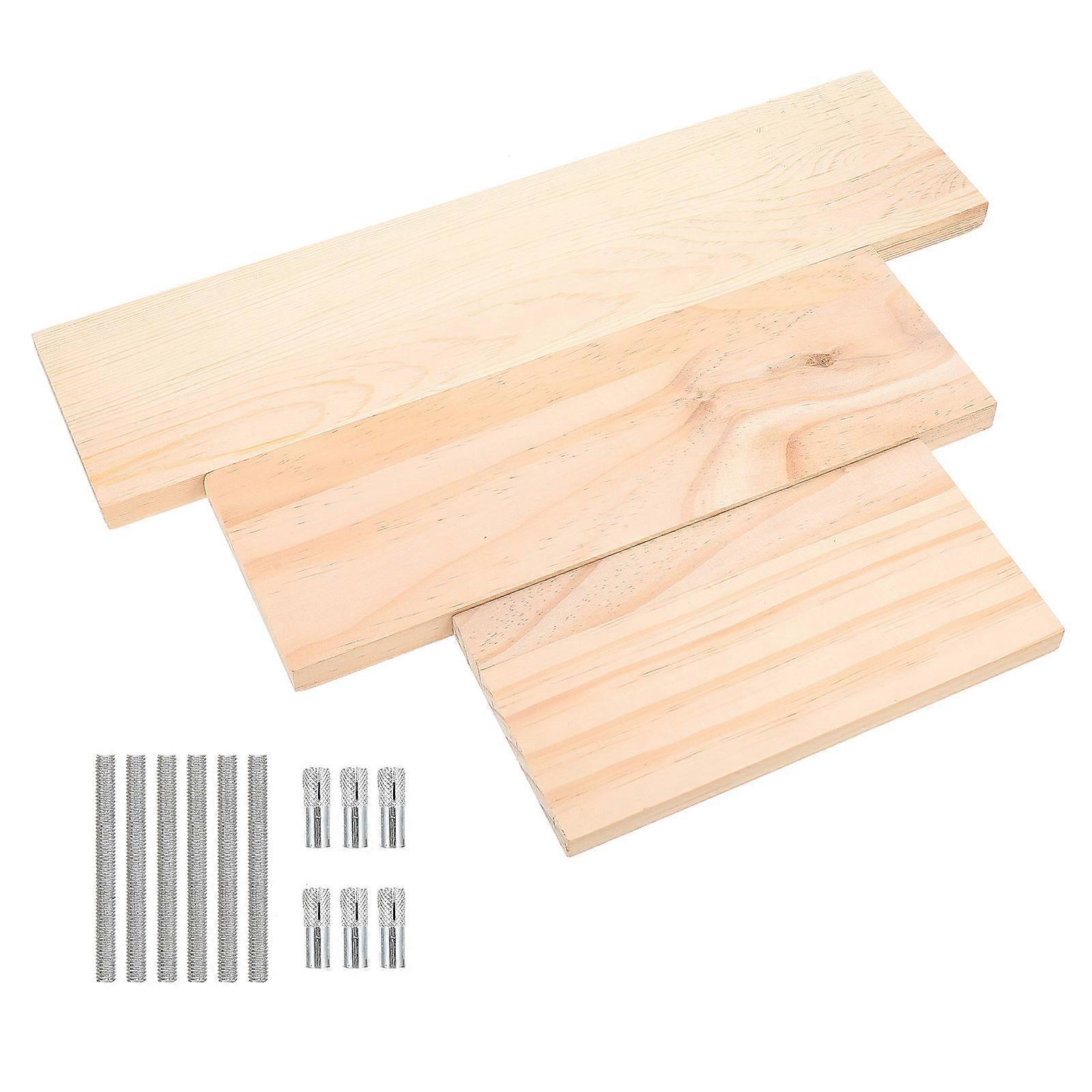 Wooden Wall Floating Shelf Kit for Storage 6Sets Living Room Display
