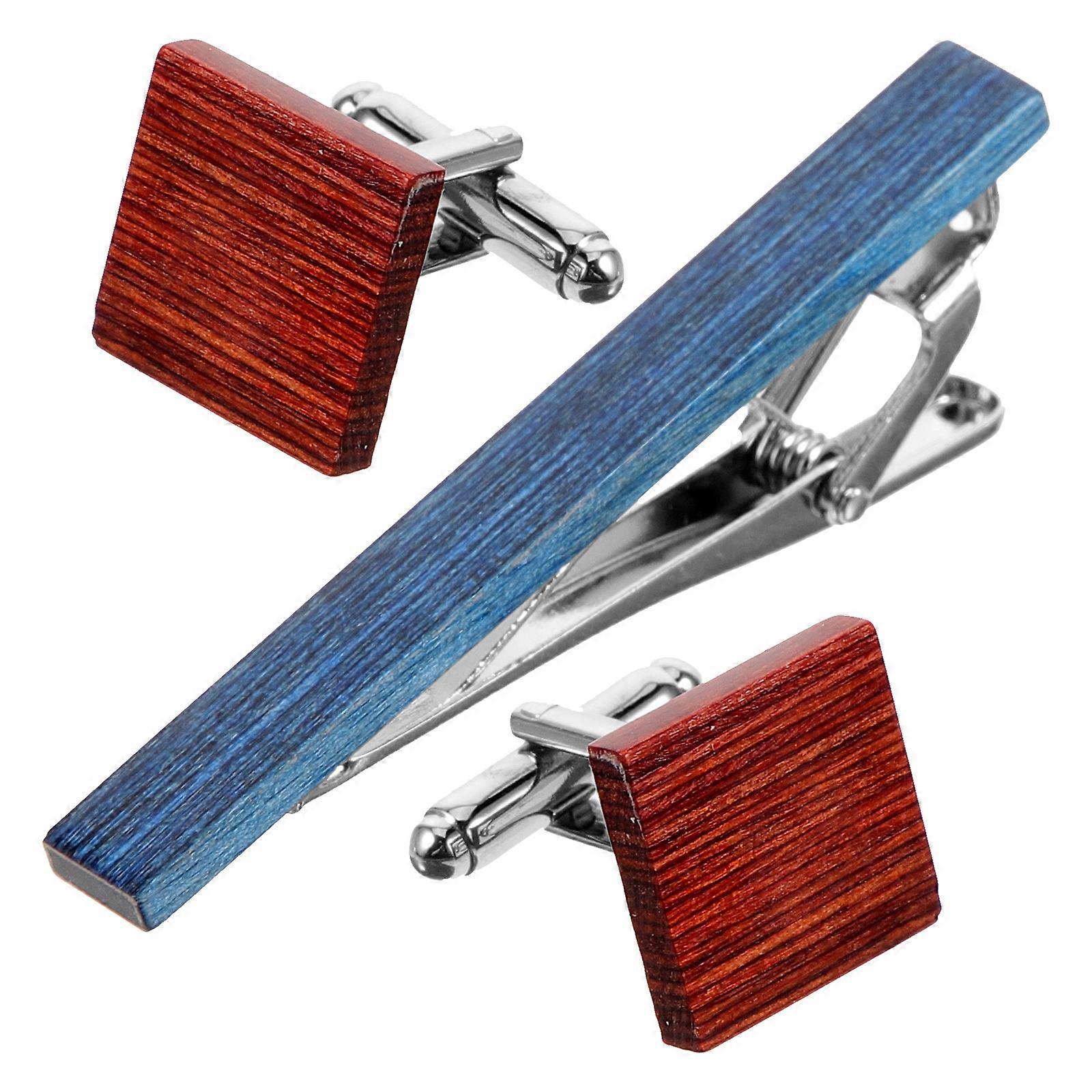 Mens Cufflinks and Tie Clip Set for Suit Accessories 5Sets Assorted Color