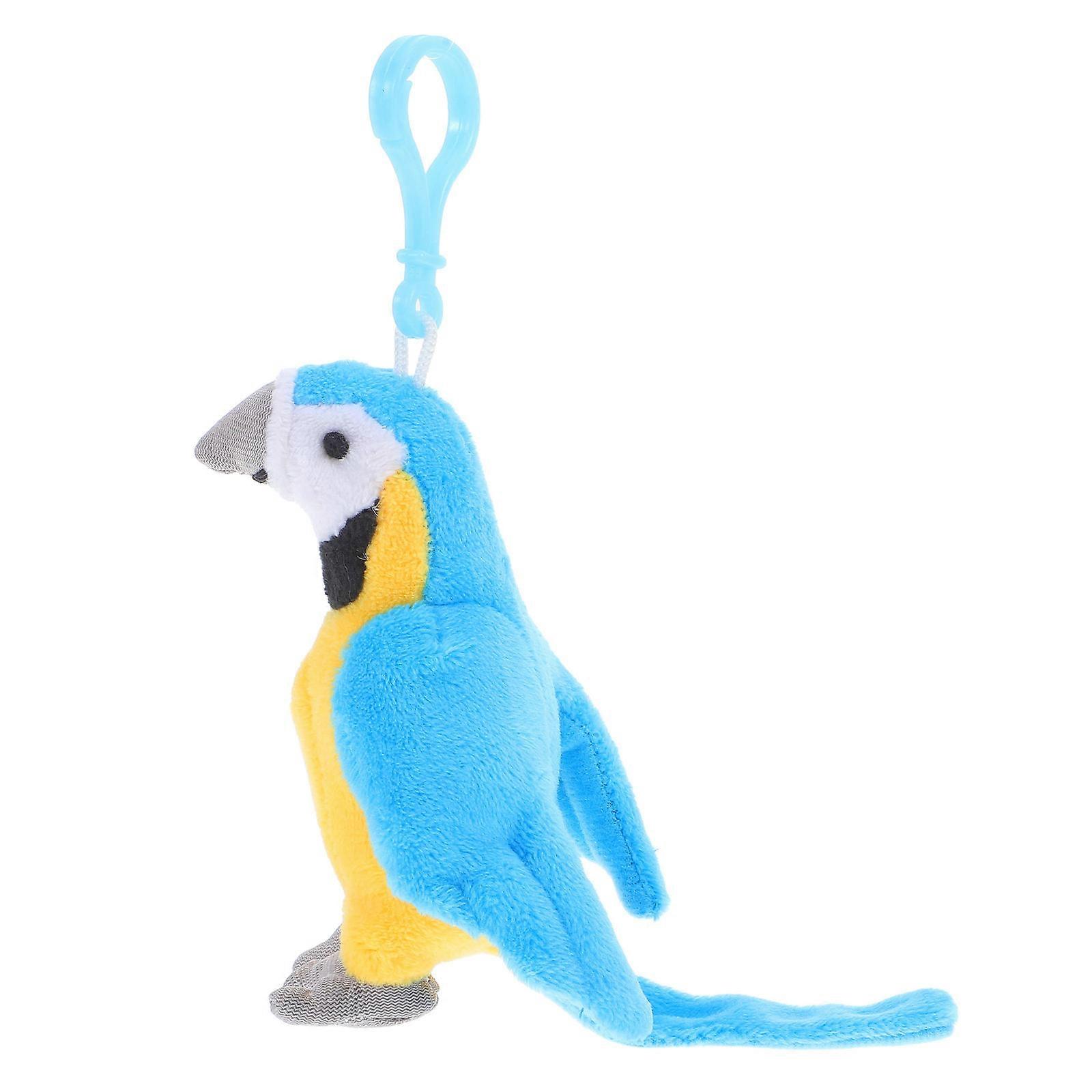 2Pcs Realistic Blue Parrot Plush Keychain for Bags Soft Bird Charm