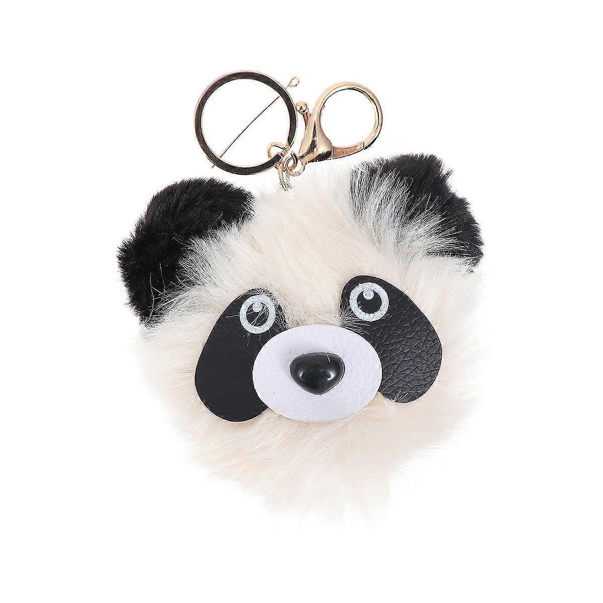 Plush Panda Keychain for Kids Bag Accessories 2Pcs Beige Key Holder