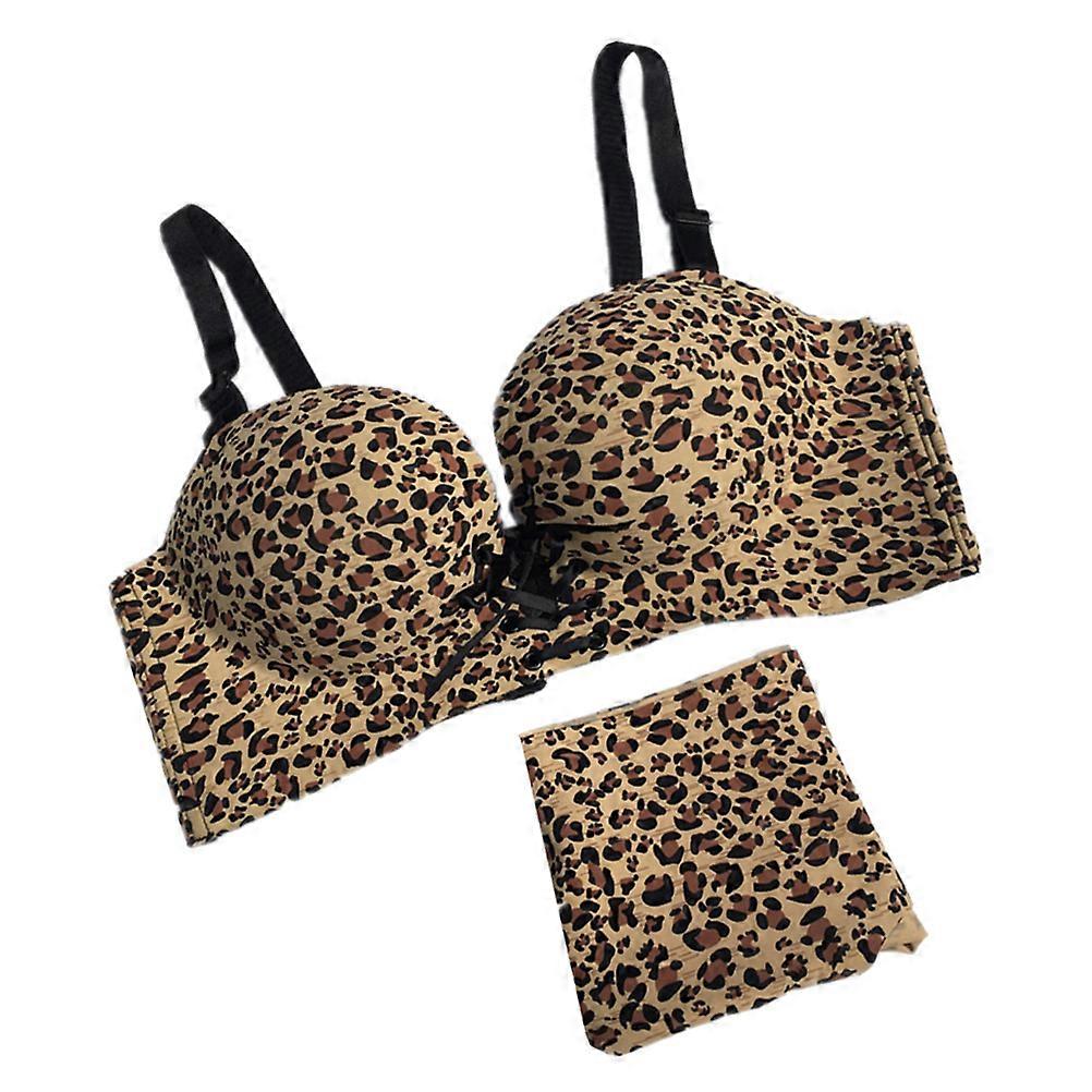 Up Bra Set Leopard Nylon Material Adjustable Straps 1Set