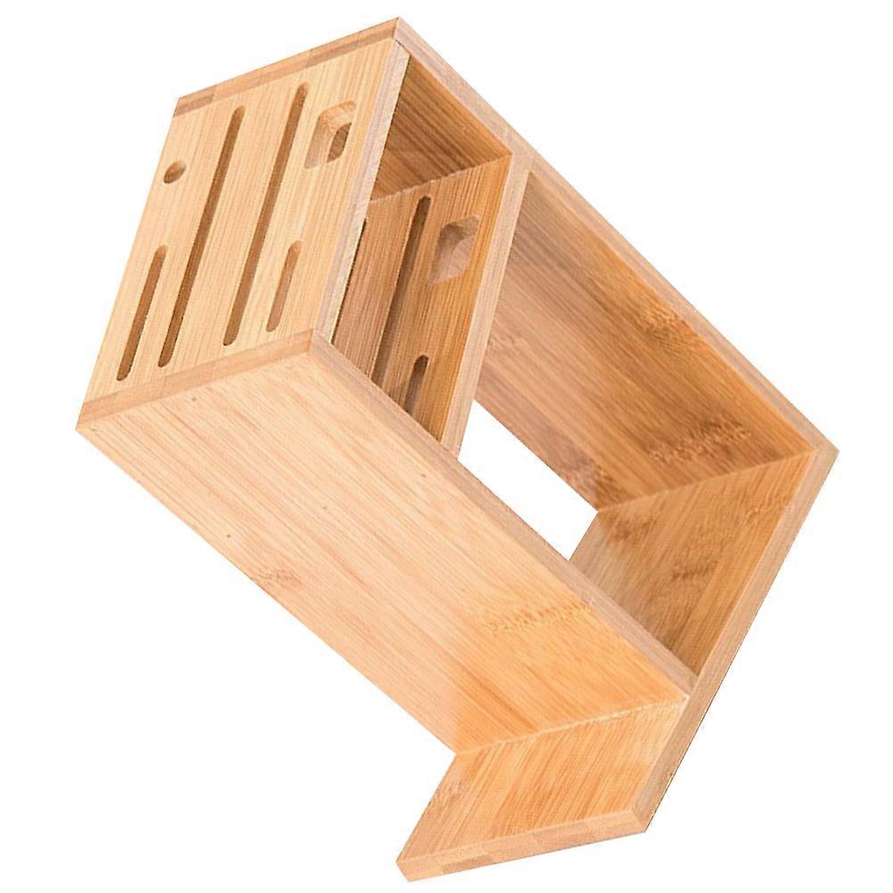 Bamboo Kitchen Utensil Holder 2Pcs Multifunctional Storage Organizer For Household Use Beige Rectangular Design With Non-Slip Functionality