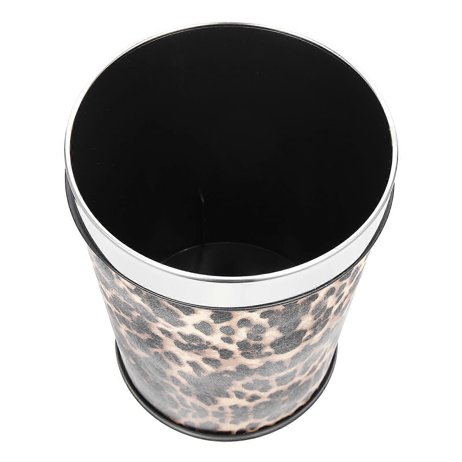 Leopard Household Garbage Can Retro Style Trash Can for Home Use 2Pcs